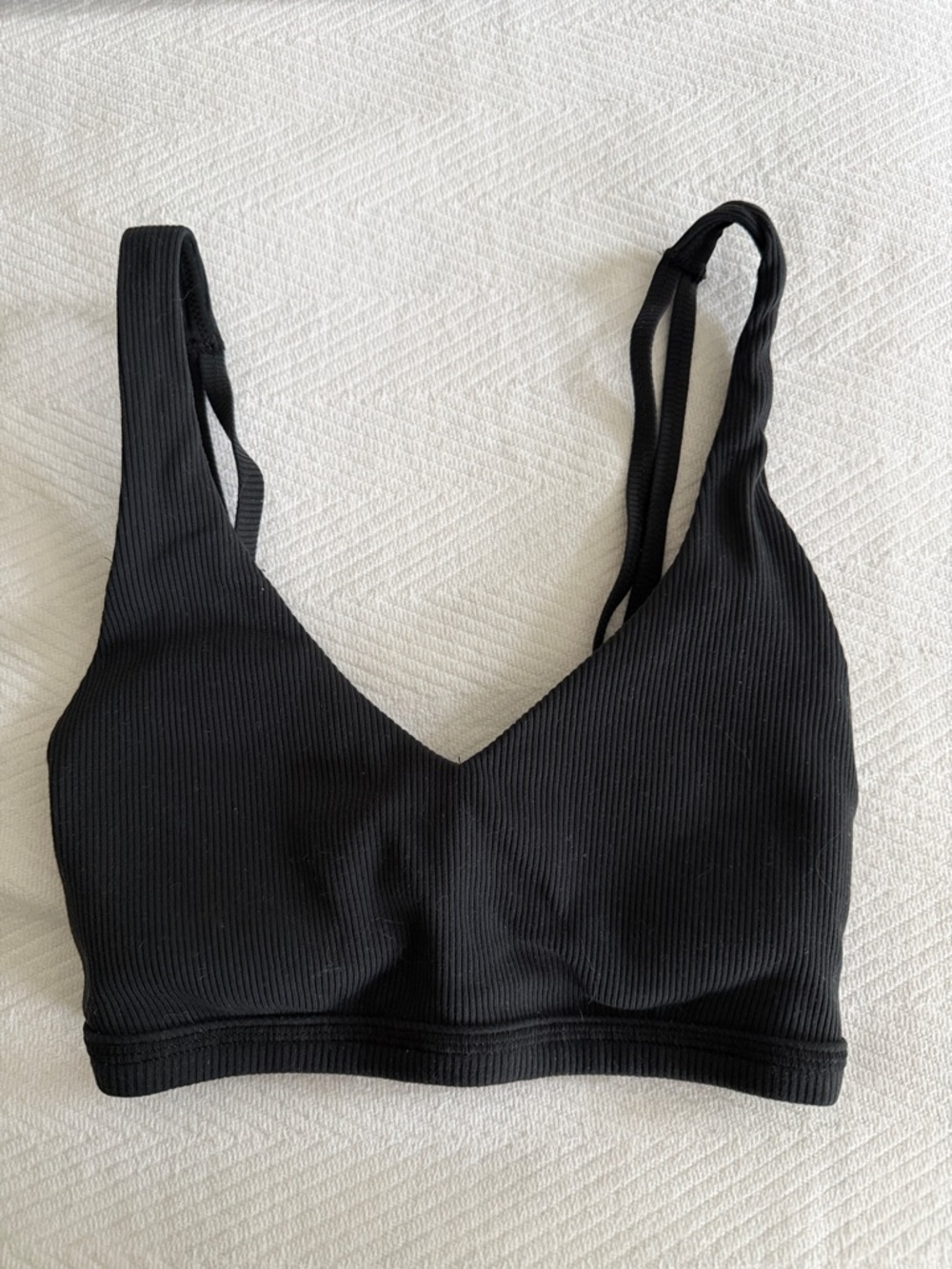 Everyday Ribbed Black V-Neck Bralette